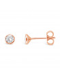 Round Rub-Over Set Solitaire Diamond Earrings, Set in 18ct Rose Gold. Tdw 0.50ct
